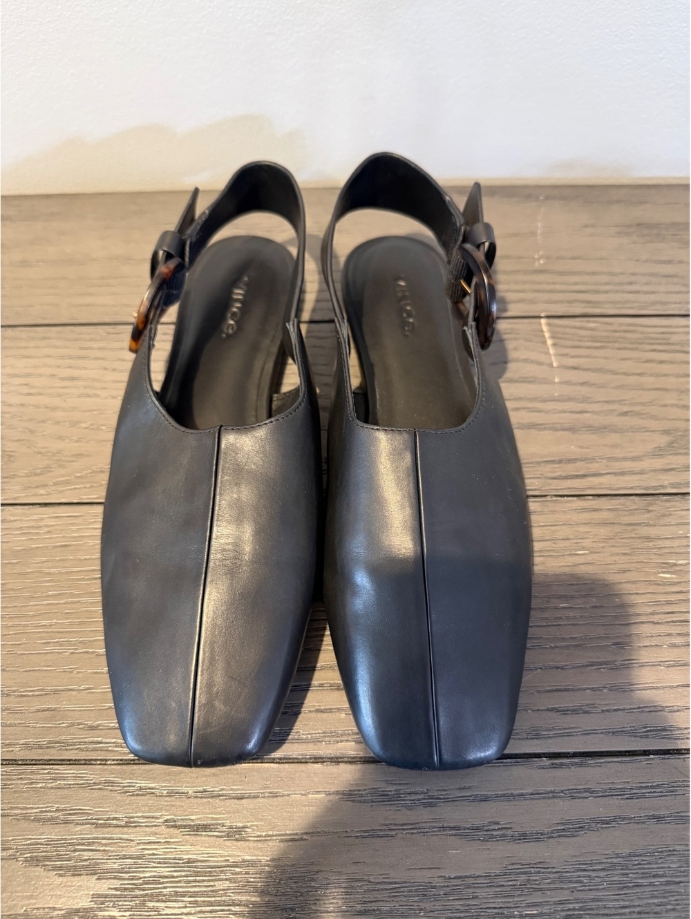 Vince Black Leather Slingback Flats